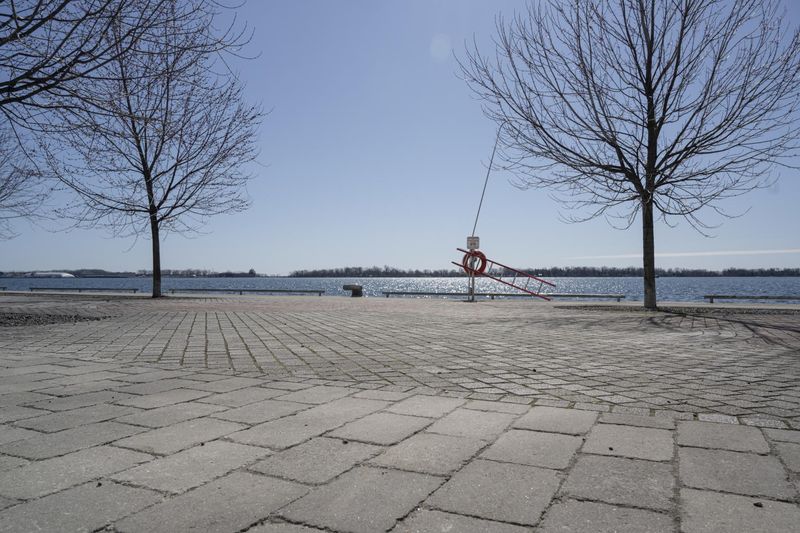 Scenic Street with Trees and Boat Ramp near Water in Toronto, Ontario ...