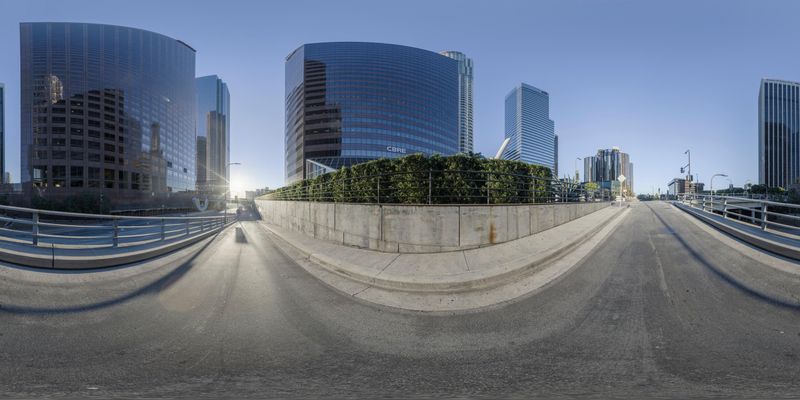 Skateboarder on Concrete Ramp: An Urban Cityscape HDRi Maps and Backplates