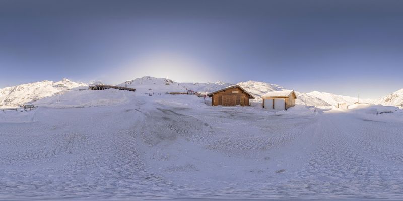 Snow-Covered Mountains: A Cabin in the French Alps HDRi Maps and Backplates