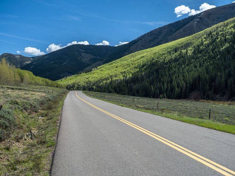 Snow-Covered Road in Colorado, USA Mountains HDRi Maps and Backplates