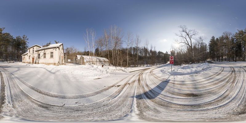 Snow Covered Road In Toronto Capturing The City Street And Stop Sign   Snow Covered Road Toronto Stop Sign