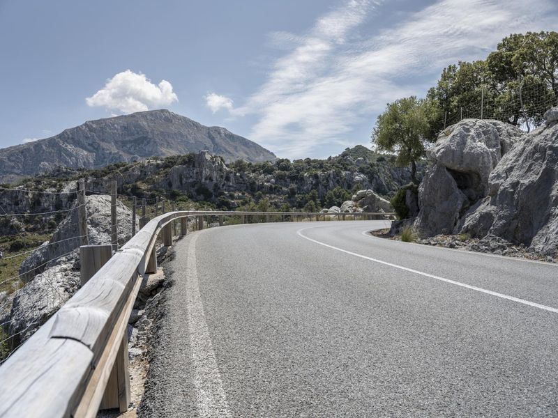 Mountain Road in Spain: Clear Sky and Scenic Views HDRi Maps and Backplates