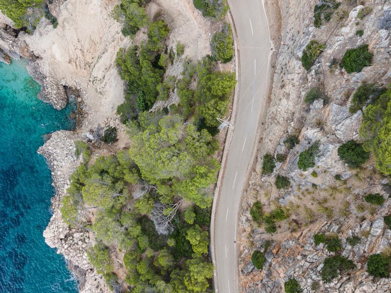 Spain Coastal Road Mallorca Aerial View HDRi Maps and Backplates
