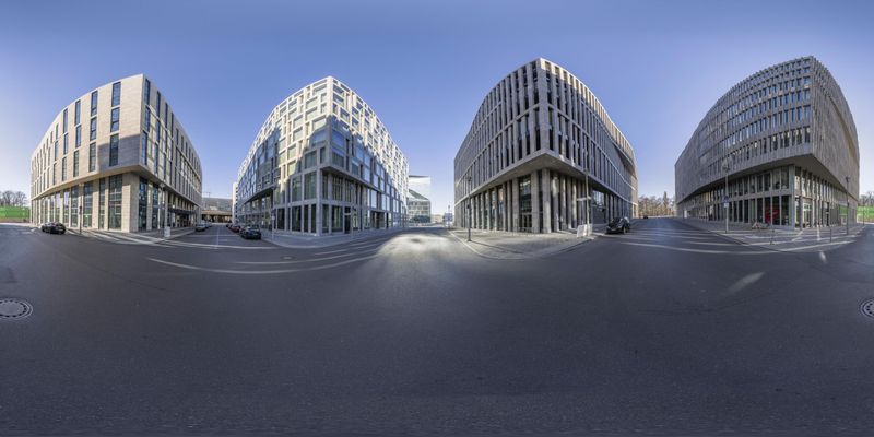 Straight Road in Berlin: A Monochrome Cityscape HDRi Maps and Backplates