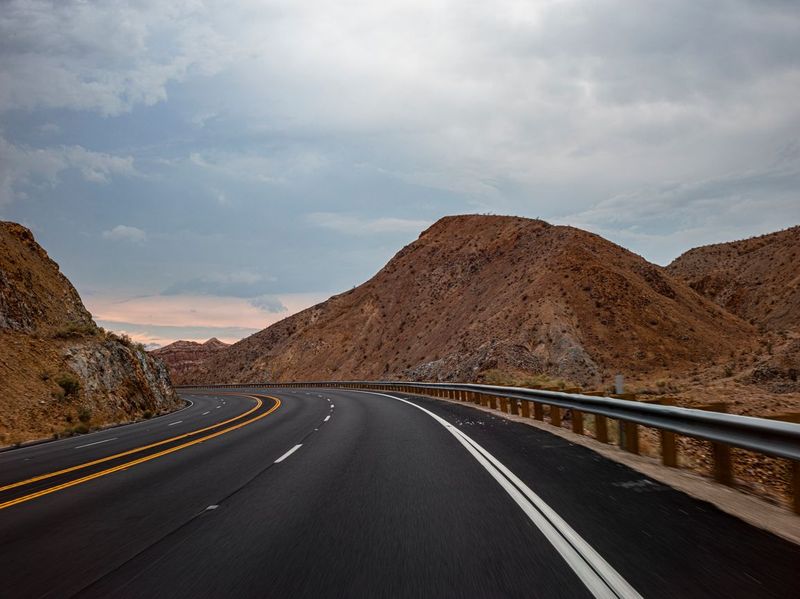 Straight Down the Road in California at Dawn HDRi Maps and Backplates