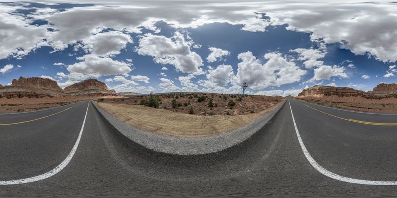 Straight Road in Capitol Reef, Utah, USA - HDRi Maps and Backplates