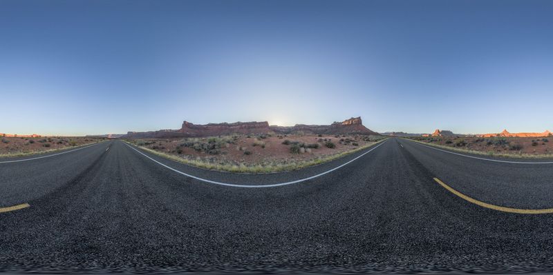 Straight Road Through Desert Landscape: Trees and Rocks HDRi Maps and ...