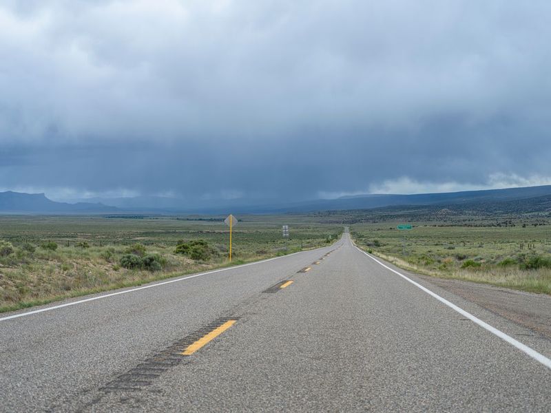 Straight Road Under a Gloomy Grey Sky in Colorado HDRi Maps and Backplates