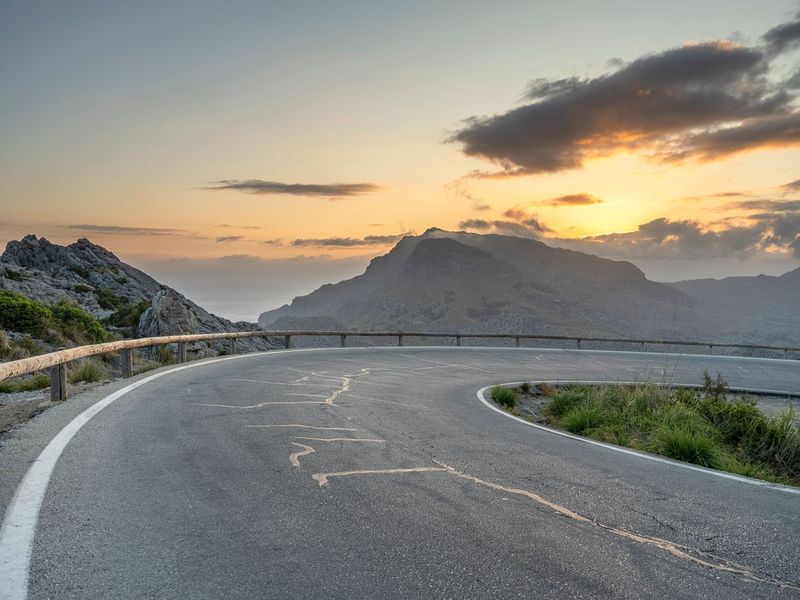 Straight Road in Majorca, Spain at Dawn HDRi Maps and Backplates