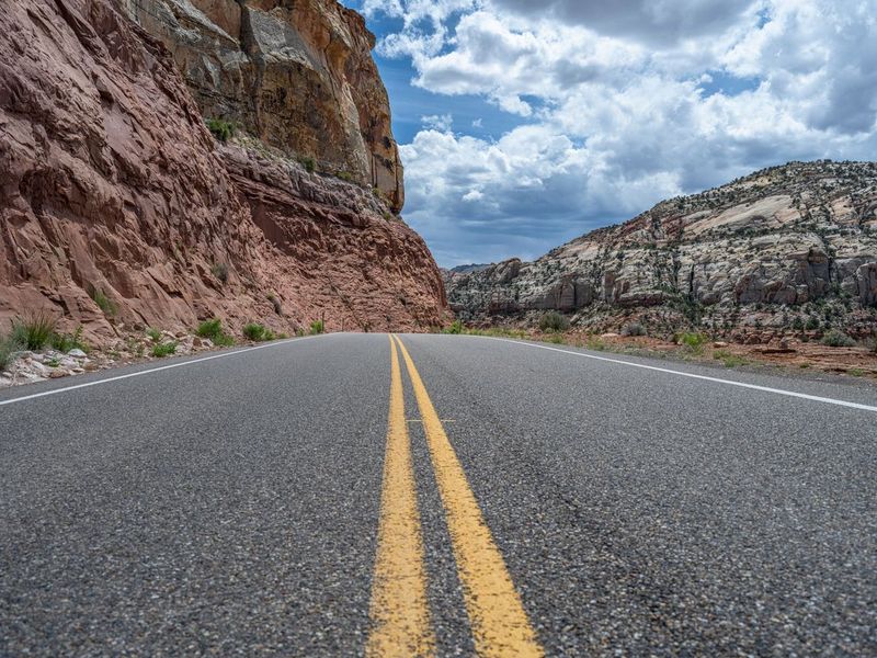 Straight Road in Utah: Asphalt Through the Landscape HDRi Maps and ...