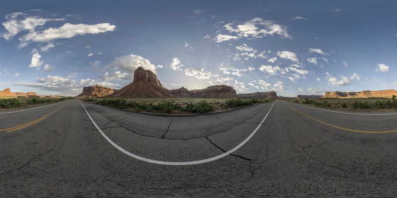 Straight Road in Utah Canyon Landscape HDRi Maps and Backplates