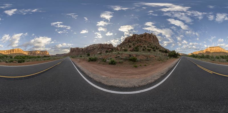 Straight Road in Utah, USA at Dawn HDRi Maps and Backplates