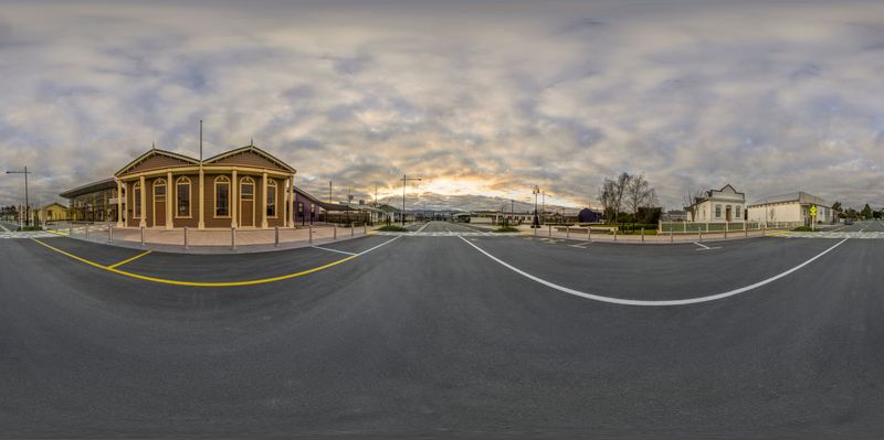 Suburban Neighborhood: Houses and Storefronts HDRi Maps and Backplates