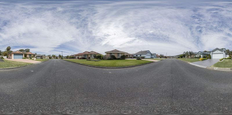 Suburban Neighborhood on a Straight Road: A Picturesque Landscape HDRi ...