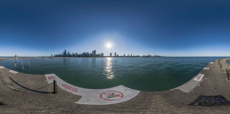 Sunny Dawn on Chicago's Coastal Shore HDRi Maps and Backplates