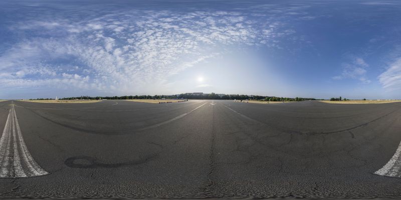 Sunny Day in Berlin, Germany: Tarmac and Sky HDRi Maps and Backplates