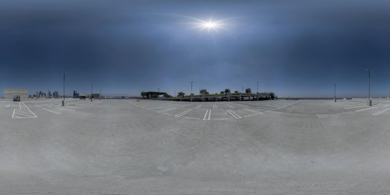 Sunny Day in the City: An Empty Parking Lot HDRi Maps and Backplates