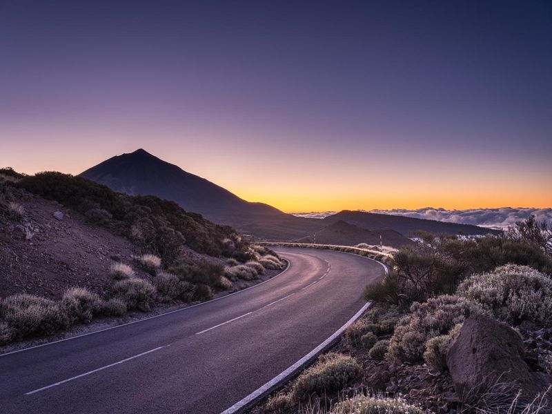 Sunset over the Mountains on a Curved Highway in Spain HDRi Maps and ...
