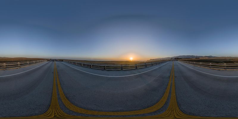 Sunset Road in California: A Coastal Landscape HDRi Maps and Backplates