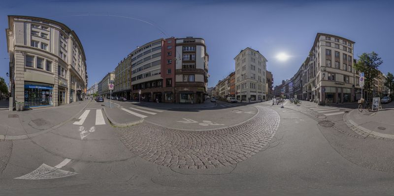 Urban Design: Storefronts Along a Straight Road HDRi Maps and Backplates