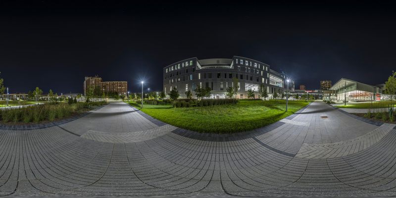 Urban Design in Toronto: A High-Rise Building Amidst Open Grass HDRi ...