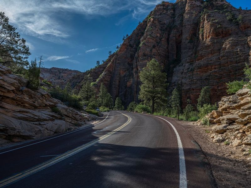 USA Landscape: Mountain Road with Shadow HDRi Maps and Backplates