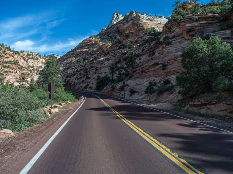 USA Landscape: Road Through Mountains and Clouds HDRi Maps and Backplates
