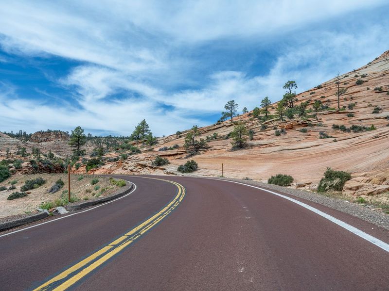 USA Road: A Mountain Landscape with Clouds HDRi Maps and Backplates