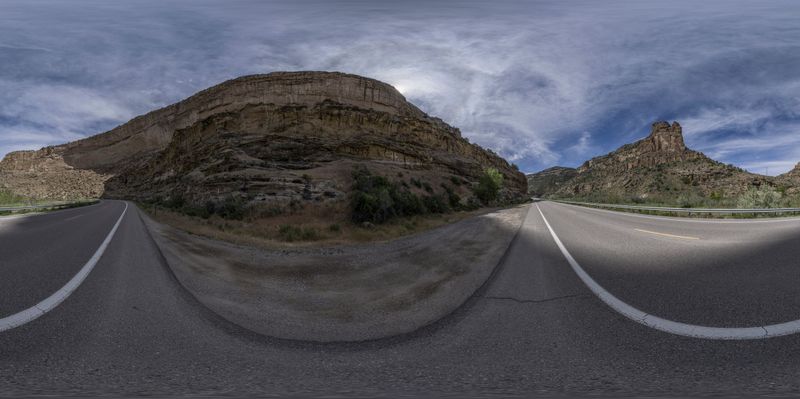 USA Road: Nature's Splendor with a Mountain View - HDRi Maps and Backplates