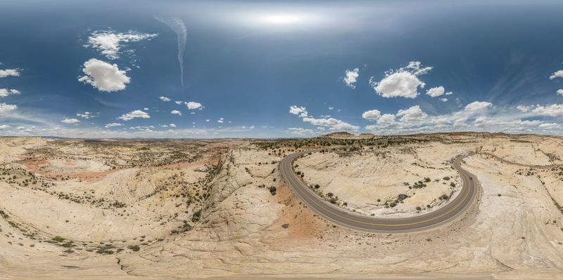 Utah Aerial View: An Asphalt Road in Rural Utah - HDRi Maps and Backplates