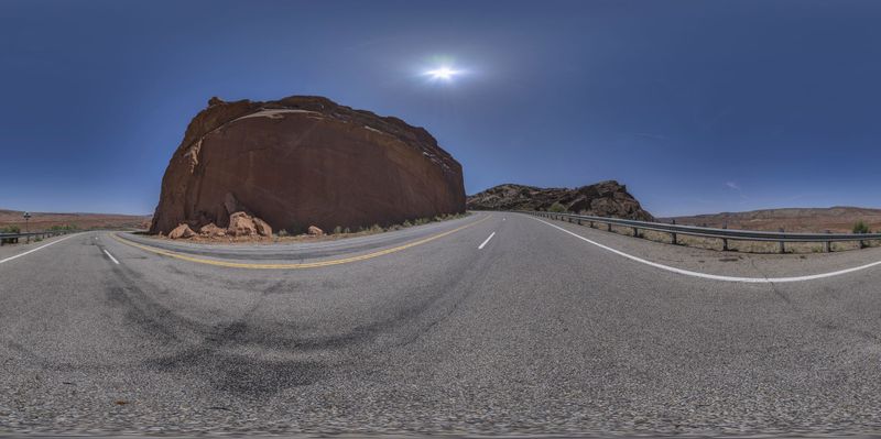 Utah Desert Road: Clear Sky and Red Rock HDRi Maps and Backplates
