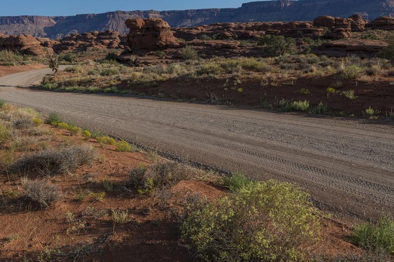 Utah Desert Road with Red Rocks and Plants HDRi Maps and Backplates