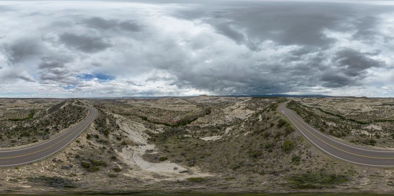 Utah Landscape: Aerial View of an Asphalt Road HDRi Maps and Backplates