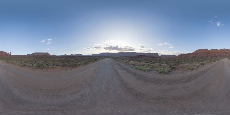 Utah Open Space at Sunrise: Sandy Gravel Roads HDRi Maps and Backplates