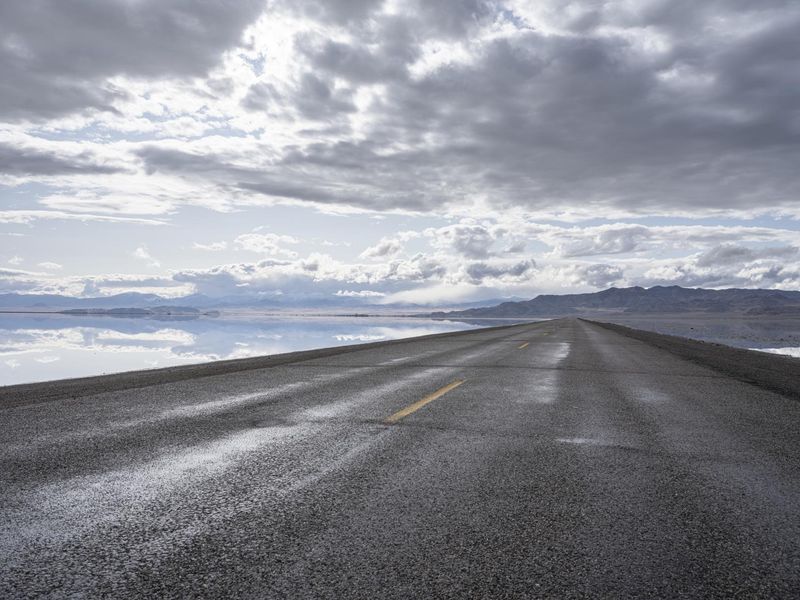 Utah Road with Mountains and Lake HDRi Maps and Backplates