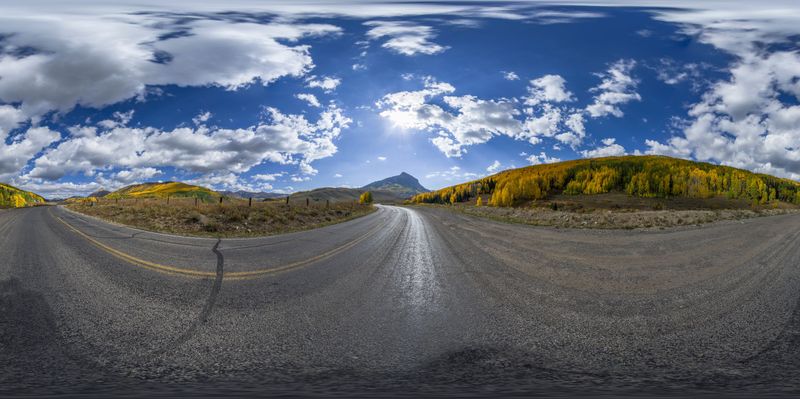 A Wide Road Through a Rural Landscape with Green Vegetation HDRi Maps ...
