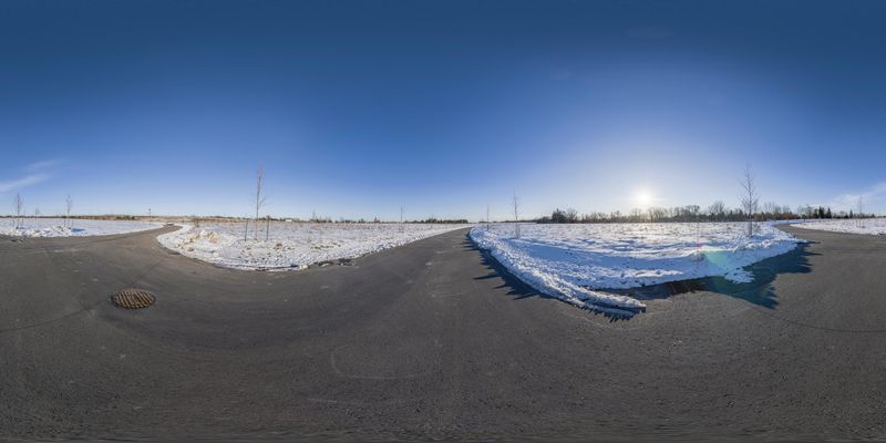Winter Landscape in Toronto: Snowy Road and Sunshine HDRi Maps and ...