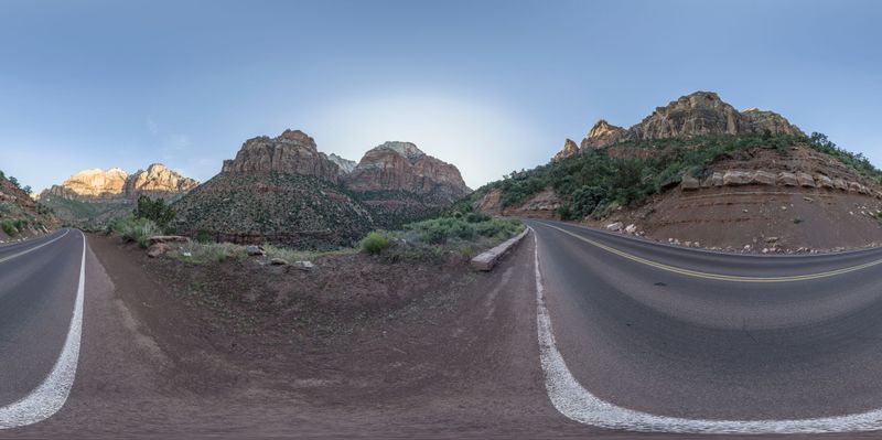 Road Through the Stunning Mountain Landscape of Zion National Park HDRi ...